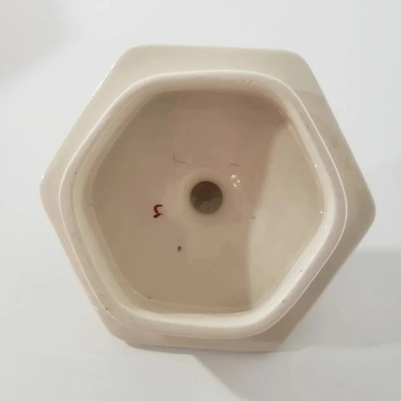 VTG  Masons Ironstone hexagon Lidded Jar With Applique Pattern,Multi-colored. - Picture 7 of 10